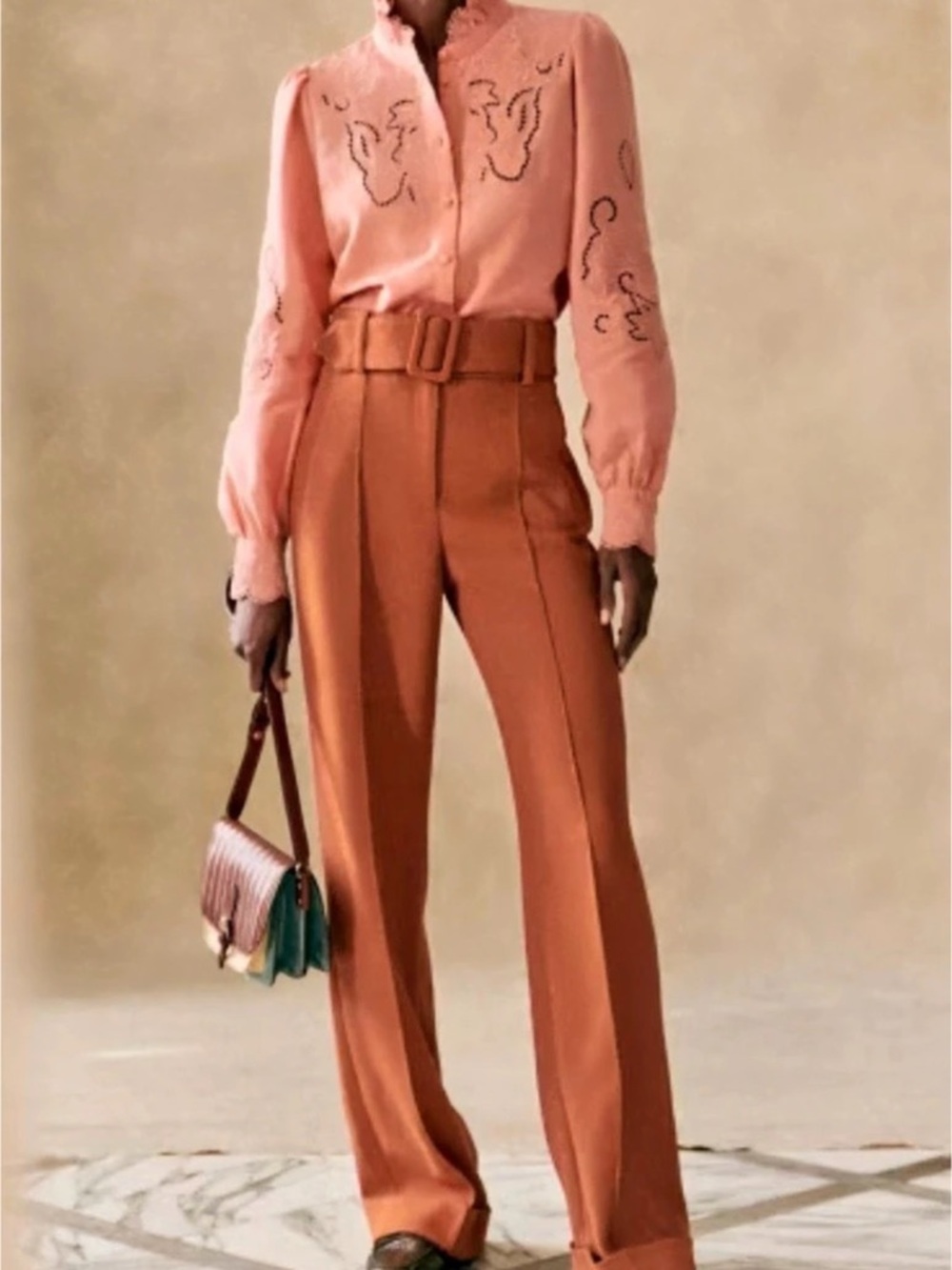Sezane Wide Leg Trousers in copper NWT